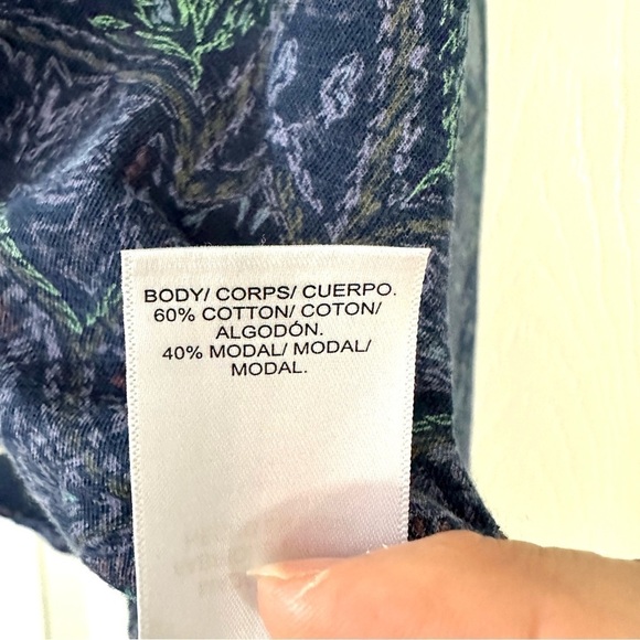 Lucky Brand Blue Paisley Split Back Short Sleeve Tee Shirt 1X - Picture 5 of 5